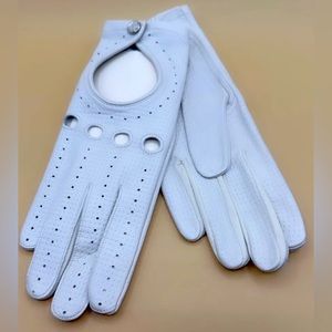 A🧤 Fownes Leather Moto Women Gloves Size 6M New Super Soft Dear Leather White